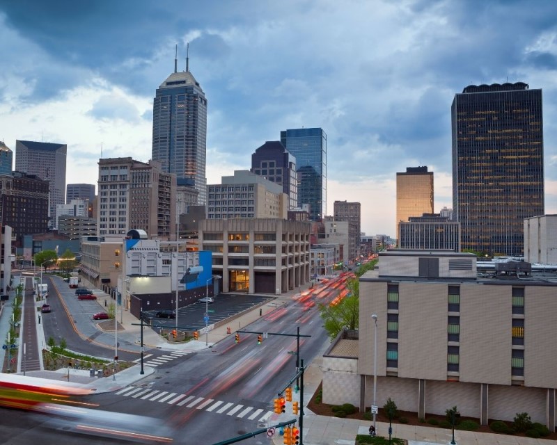 Downtown Indianapolis with fast moving traffic, The Good, the bad, the ugly of Living in Indianapolis