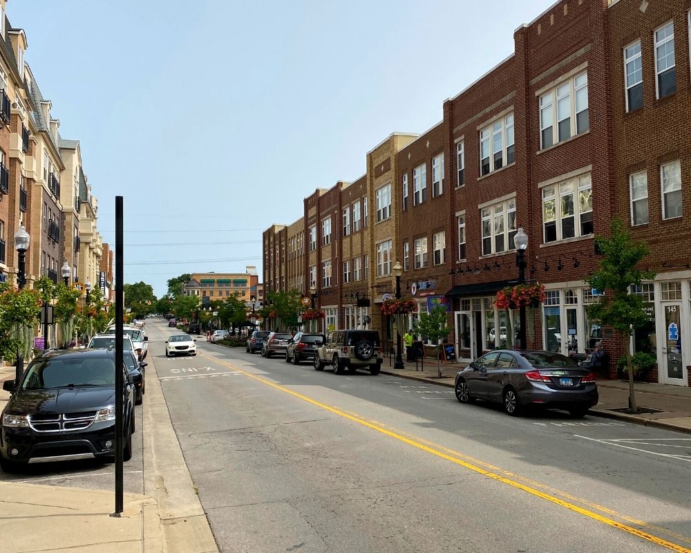 Street on Carmel IN's south side of downtown, Tour of downtown Carmel Indiana, Living in Indianapolis real estate (4)