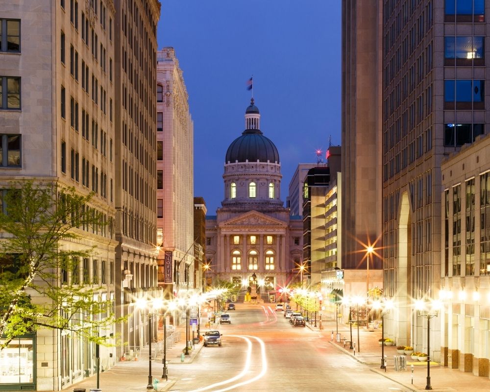 Indy Government building at night, Is it safe to live in, Indianapolis (4)