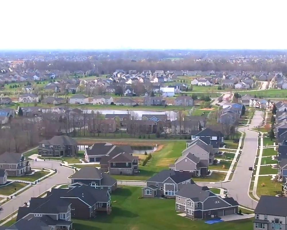 aerial of a neighborhood in Carmel IN, Cons of Living in Carmal Indiana