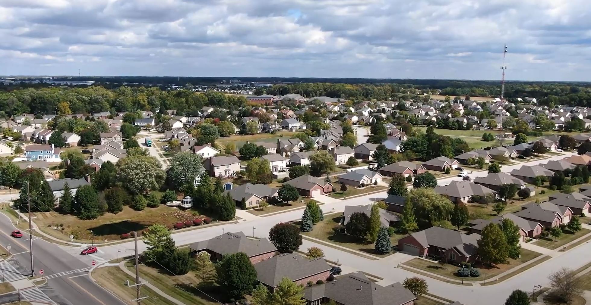 aerial of Brownsburg IN neighborhood