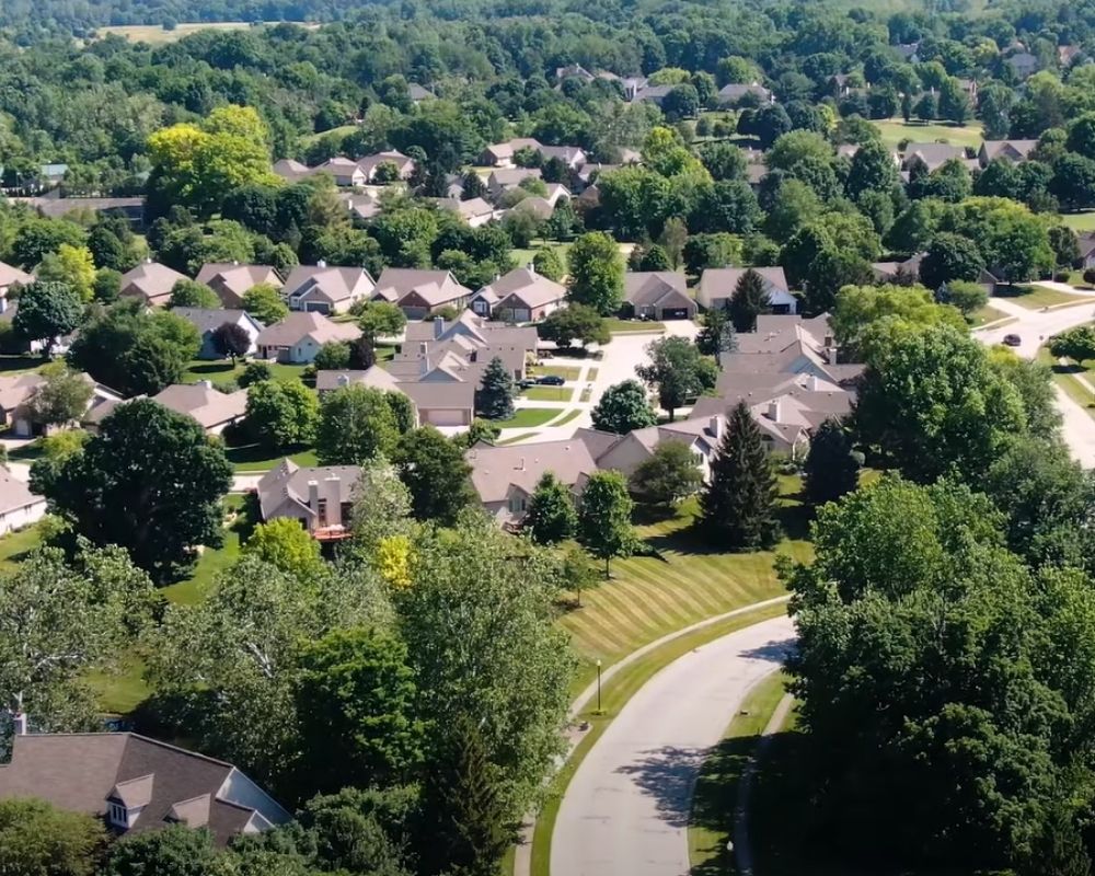 aerial view of a Fishers Indiana neighborhood, Living in West Fishers Indiana