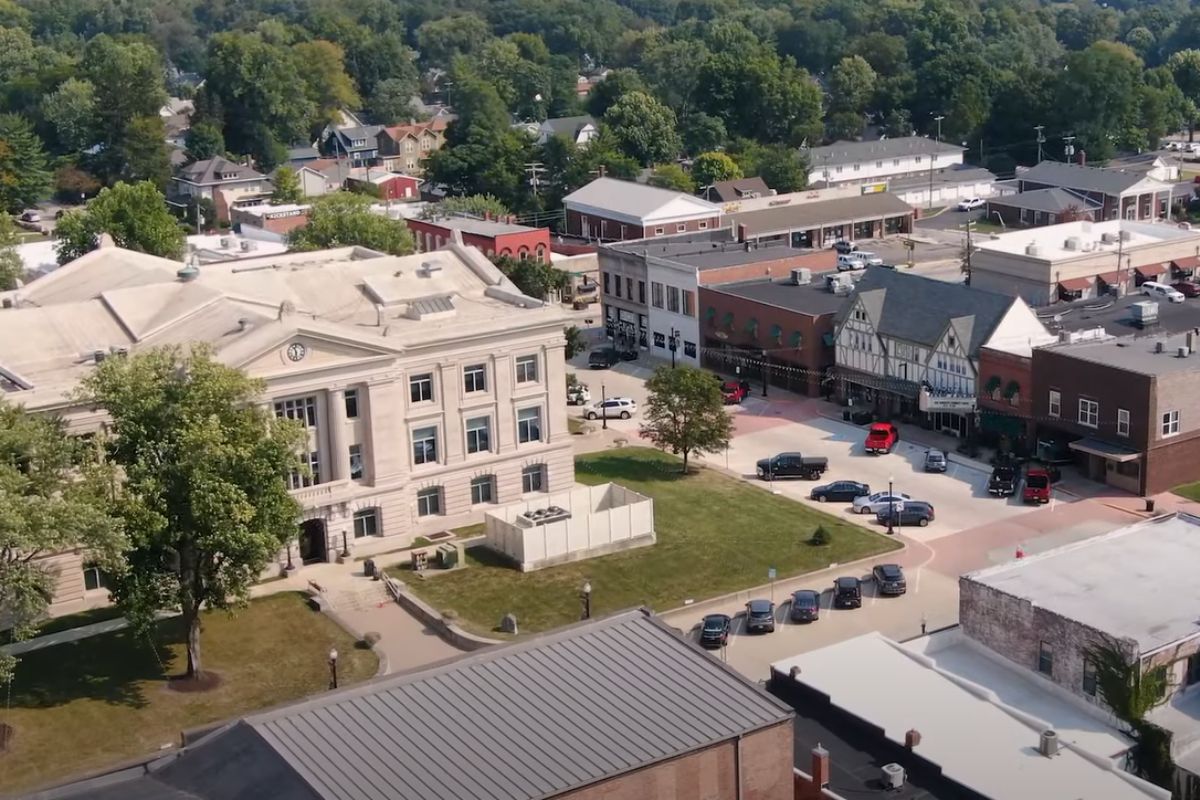 aerial of downtown Danville Indiana, Living in Danville Indiana