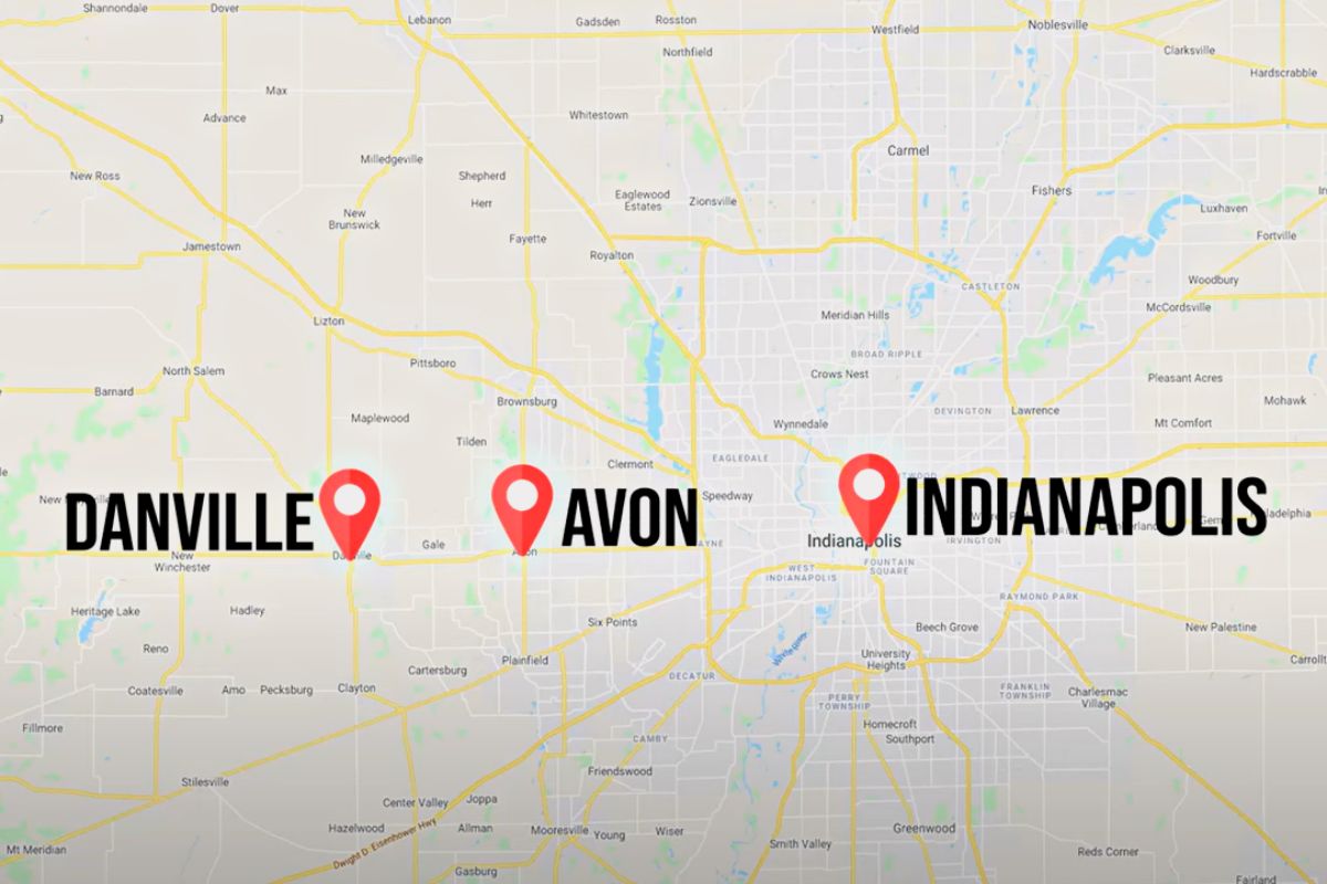 map showing where Danville is in relation to Indianapolis, Living in Danville Indiana