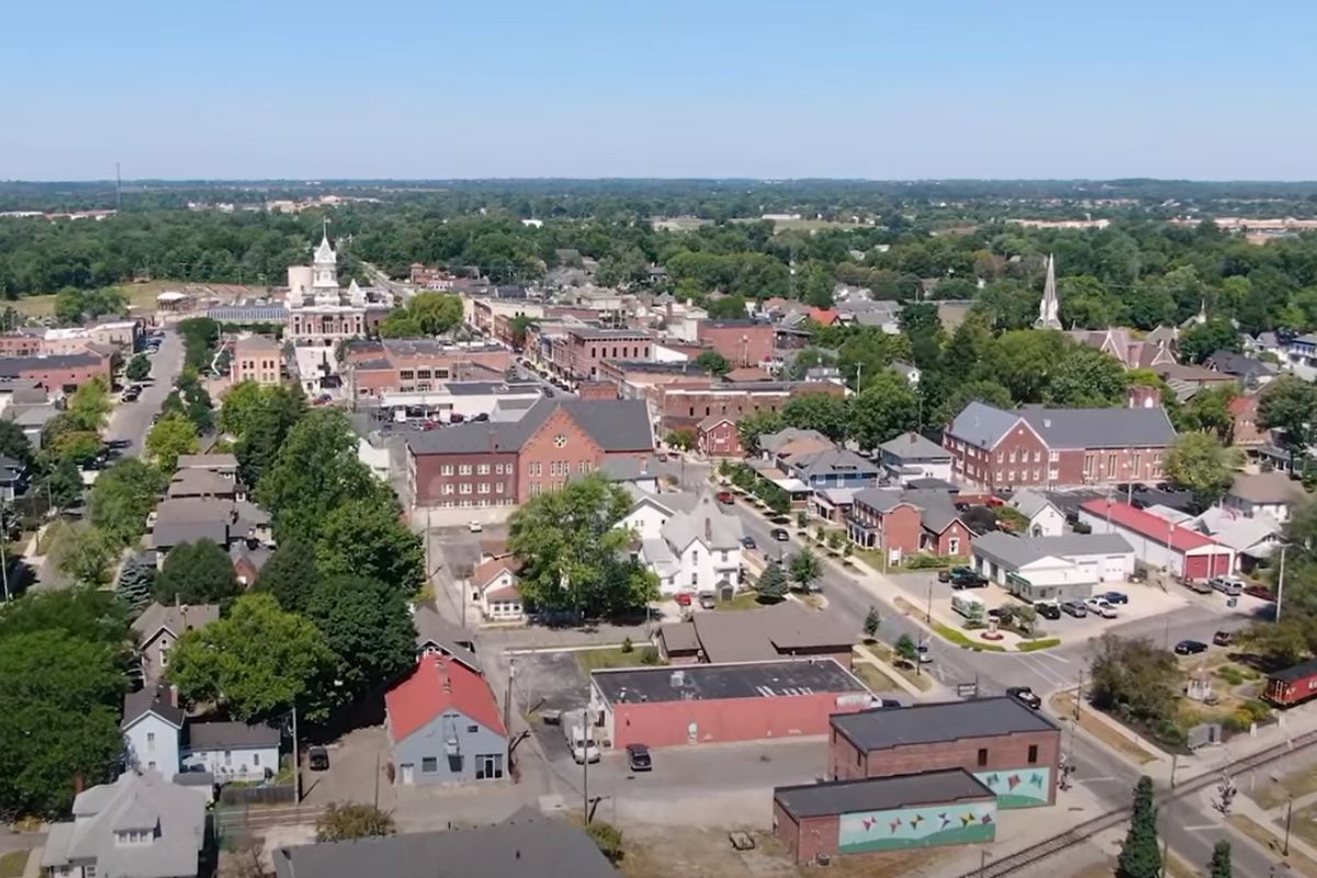 aerial view of Indy suburb Franklin Indiana